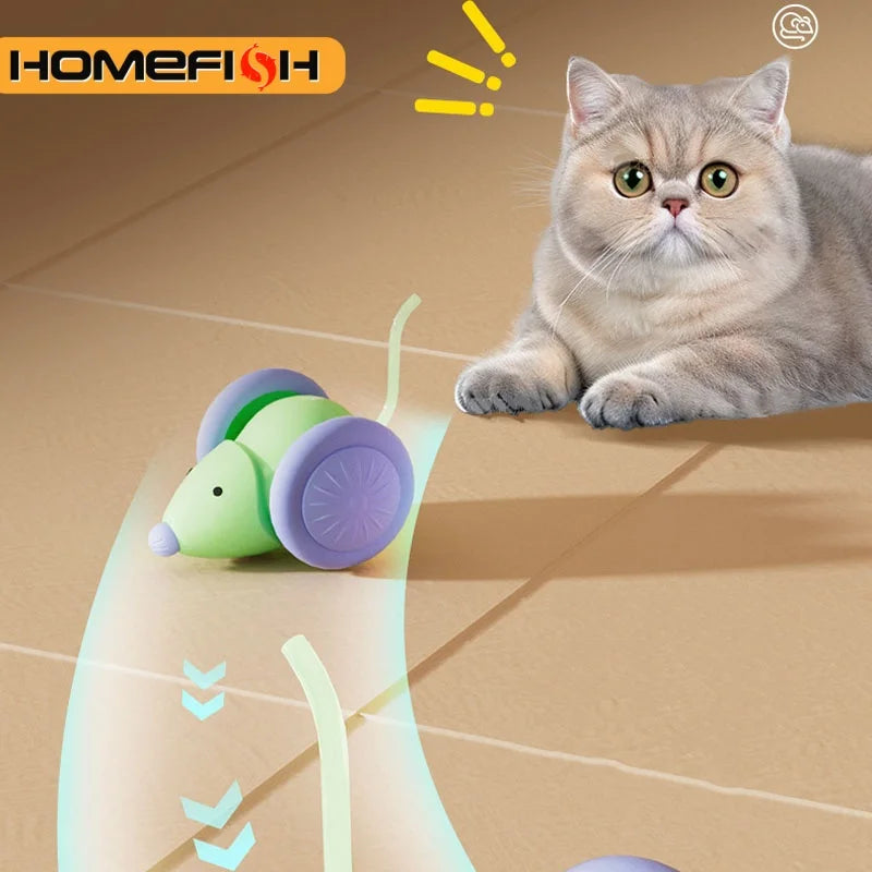 Hot Electric Mouse Car Interactive Cat Toy Rechargeable Automatic Kitten Toy Intelligent Obstacle Avoidance Cat Toy