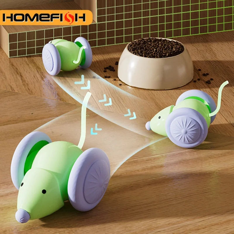 Hot Electric Mouse Car Interactive Cat Toy Rechargeable Automatic Kitten Toy Intelligent Obstacle Avoidance Cat Toy