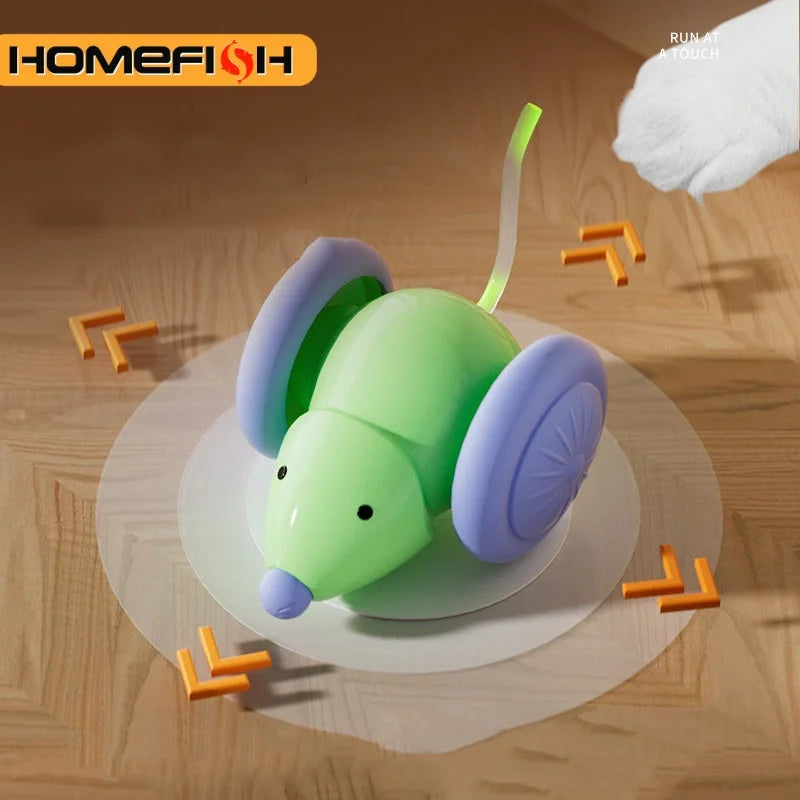 Hot Electric Mouse Car Interactive Cat Toy Rechargeable Automatic Kitten Toy Intelligent Obstacle Avoidance Cat Toy